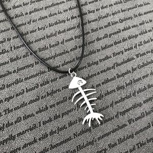 Silver Fish Bone Skeleton Hippie Boho Necklace